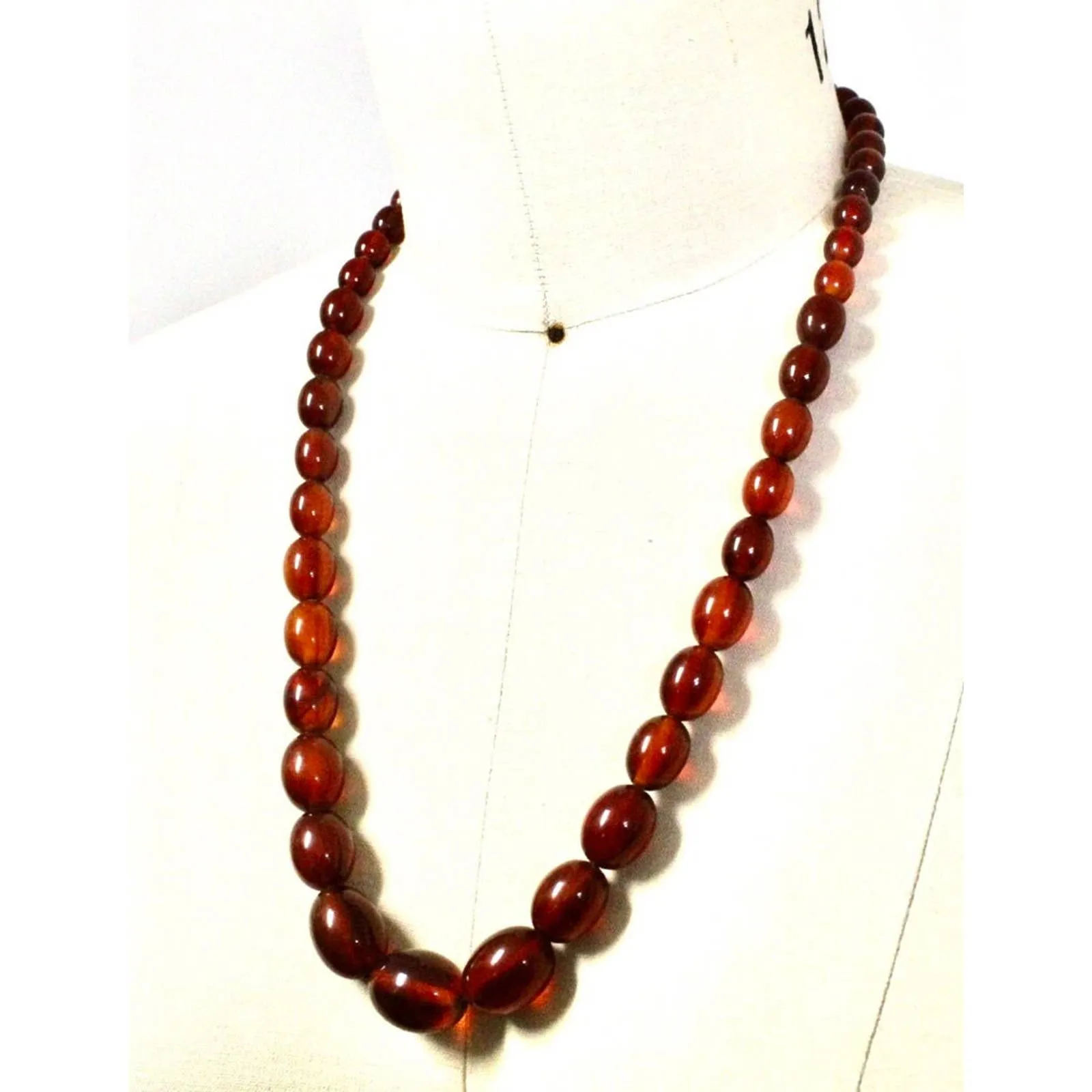 Vintage Antique Cherry Bakelite Amber Necklace Graduated Strand 27" Tested LARGE