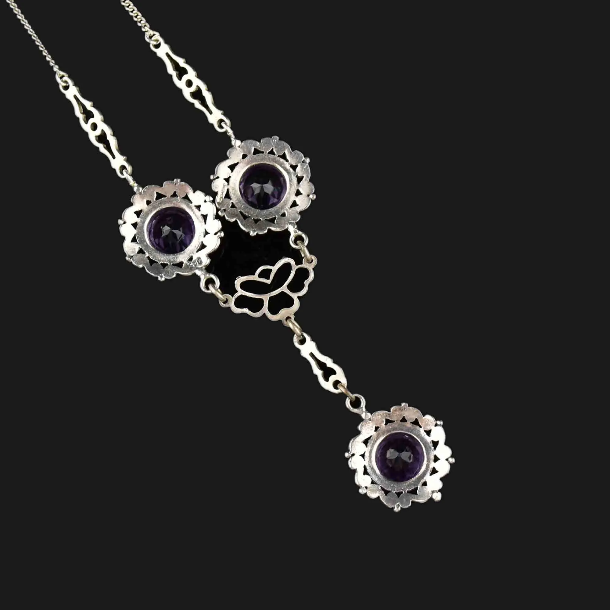 Vintage Art Deco Style Silver Amethyst Necklace