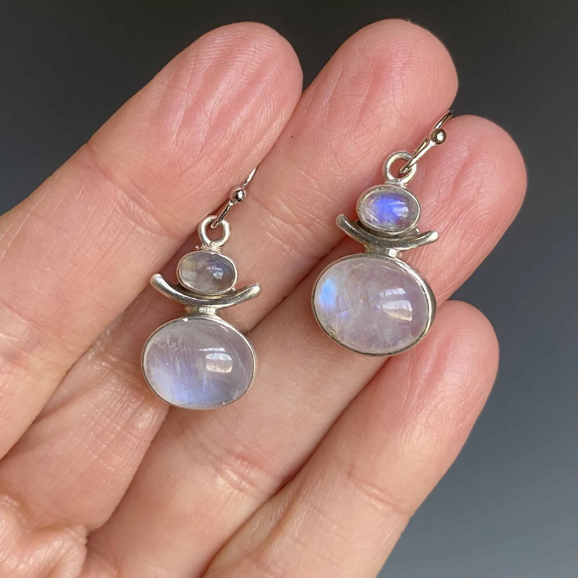 Vintage Sterling Silver Moonstone Earrings