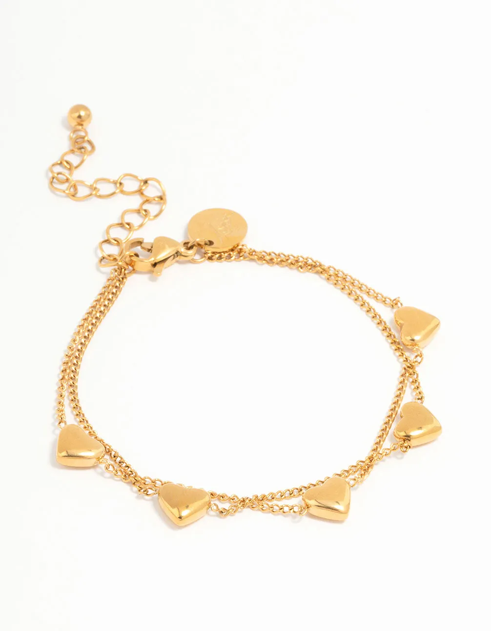 Waterproof Gold Plated Stainless Steel  Heart Charm Bracelet