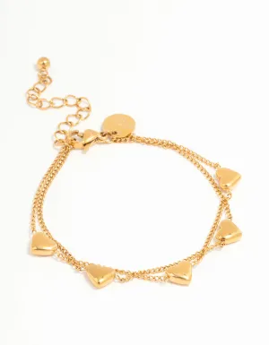 Waterproof Gold Plated Stainless Steel  Heart Charm Bracelet