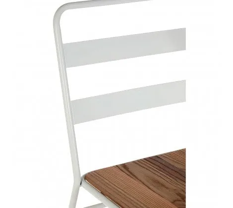 White Metal And Elm Wood Chair