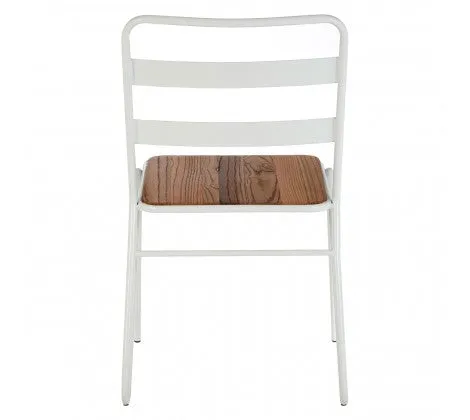 White Metal And Elm Wood Chair