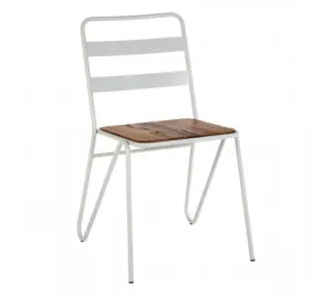 White Metal And Elm Wood Chair