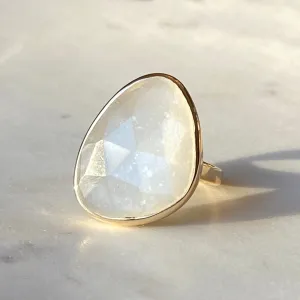 White Moonstone Large Gemstone Ring