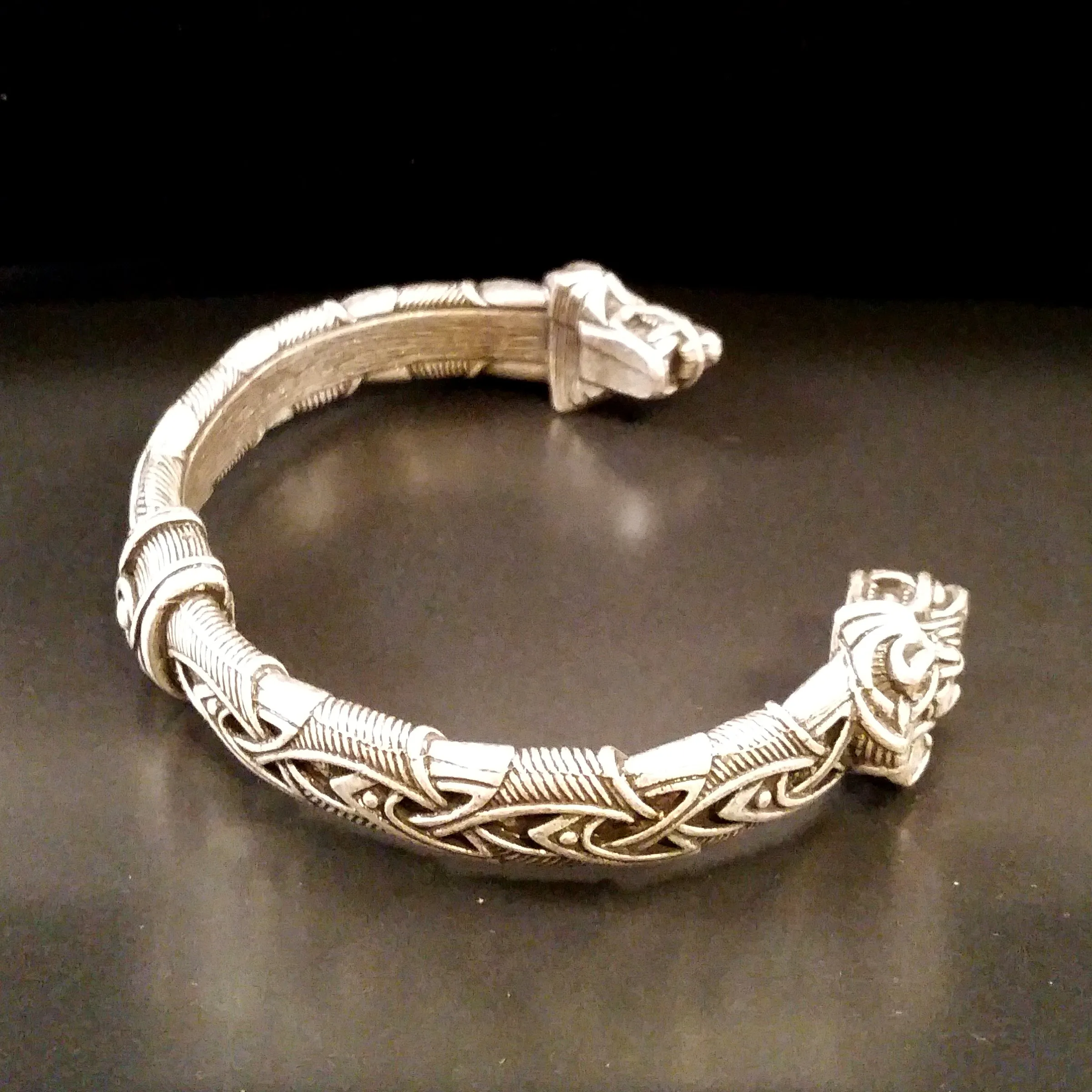 Wolf Bracelet Torc Silver Knot Work Norse Viking Style