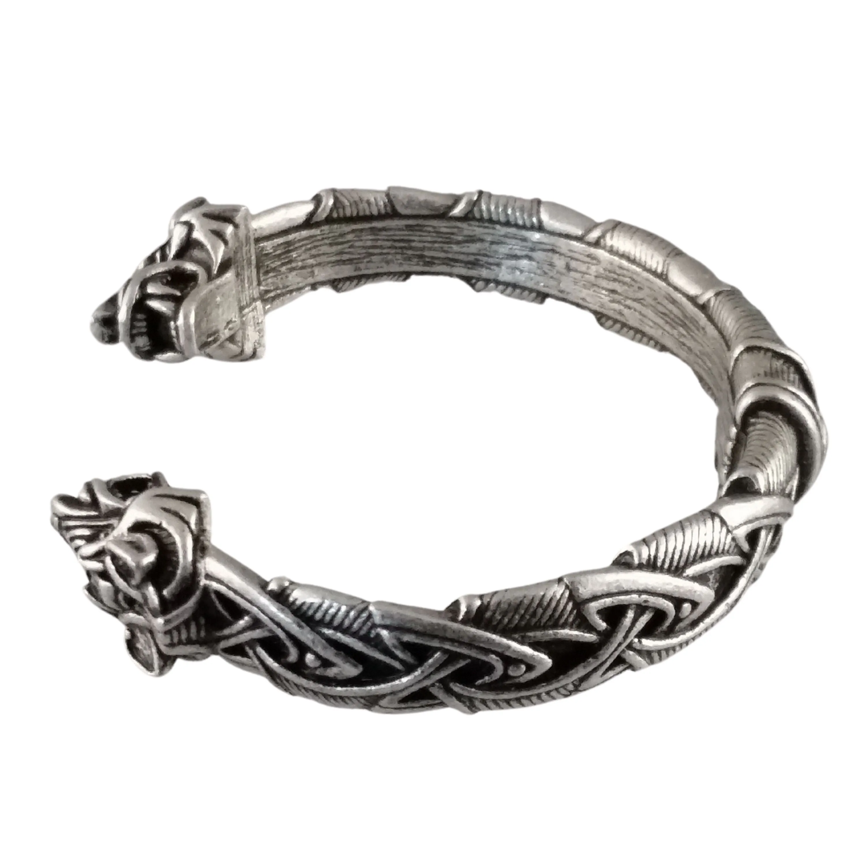 Wolf Bracelet Torc Silver Knot Work Norse Viking Style