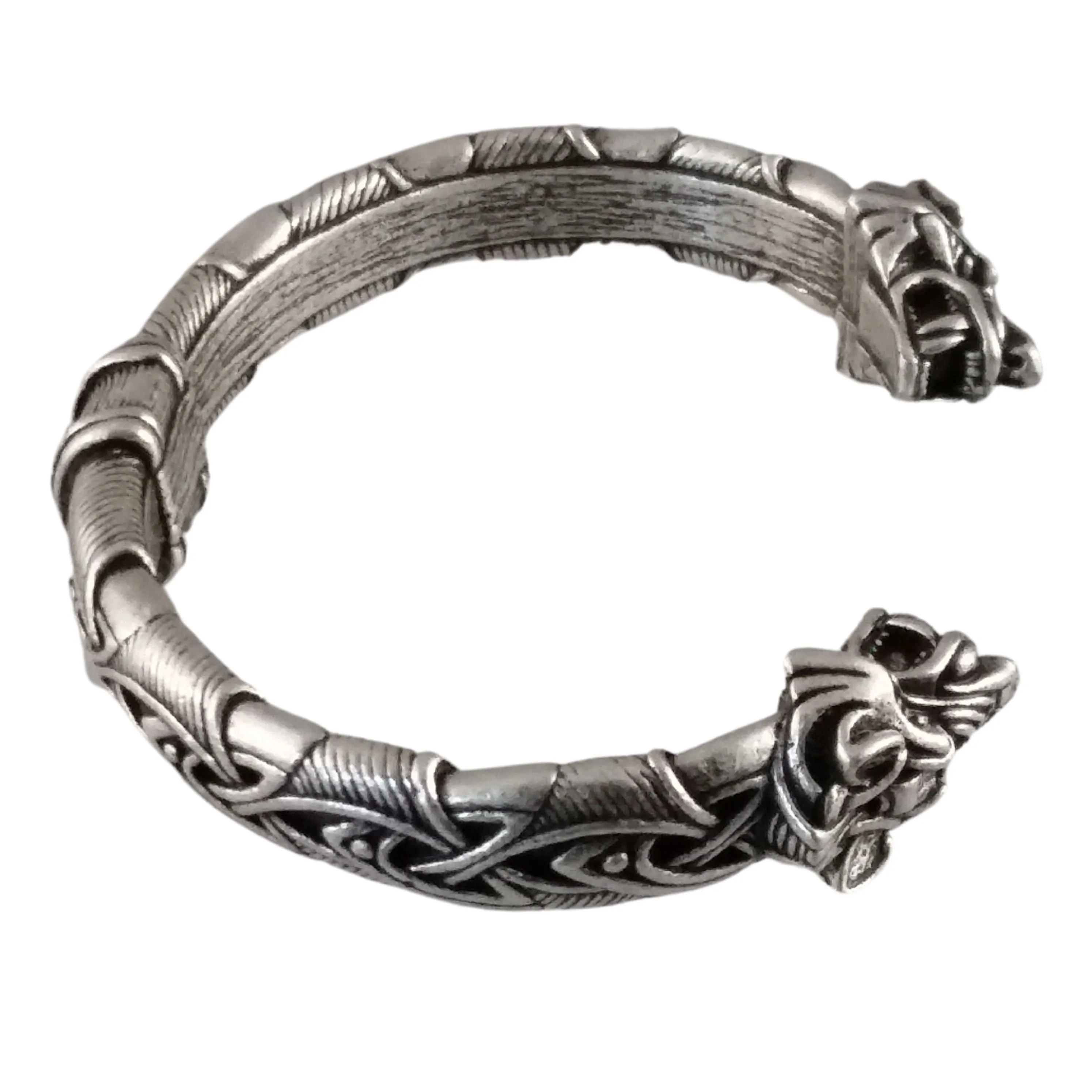 Wolf Bracelet Torc Silver Knot Work Norse Viking Style