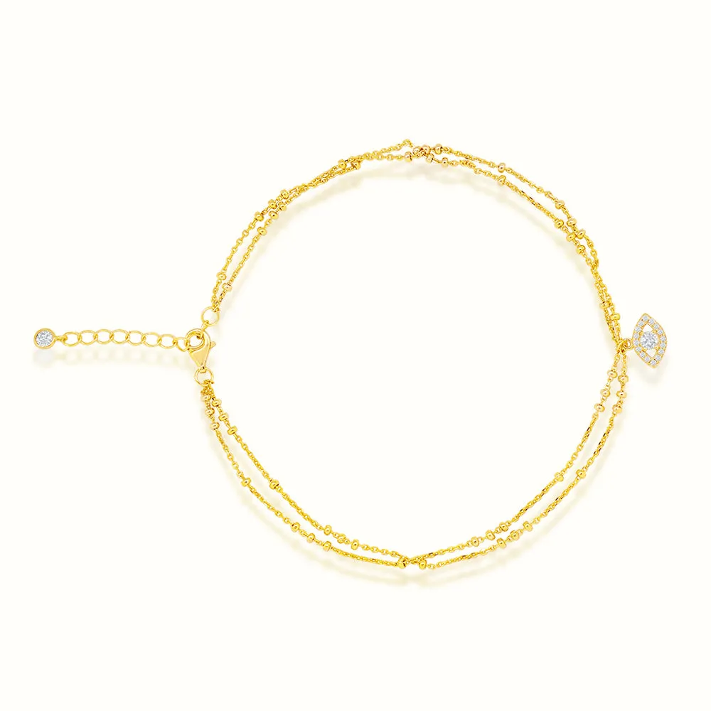 Women's Vermeil Diamond Evil Eye Anklet