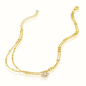 Women's Vermeil Diamond Evil Eye Anklet