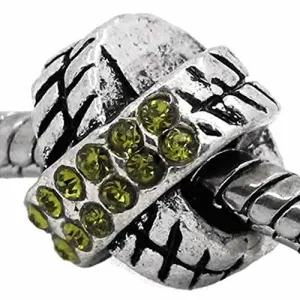 X Design W/august Peridot Light Green Birthstone  Crystals European Bead Compatible for Most European Snake Chain Charm Bracelet